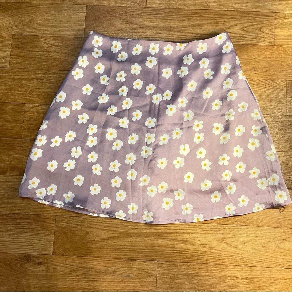Preppy floral purple daisy print mini skirt